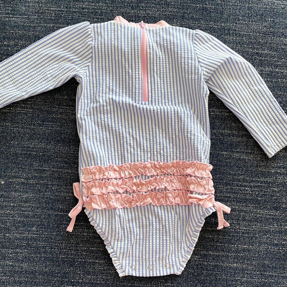 RuffleButts Periwinkle One Piece Rash Guard